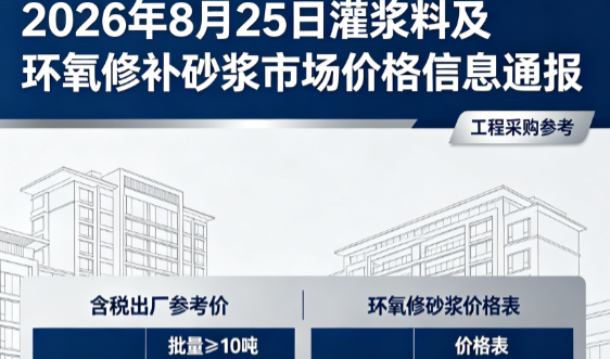 垣曲2026年8月25日灌浆料及环氧修补砂浆市场价格信息通报